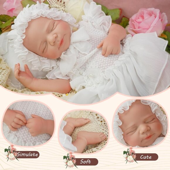 20 Inch Lifelike Full SiliconevBody Newborn Girl Reborn Baby Dolls Sleeping Doll - Picture 5 of 6